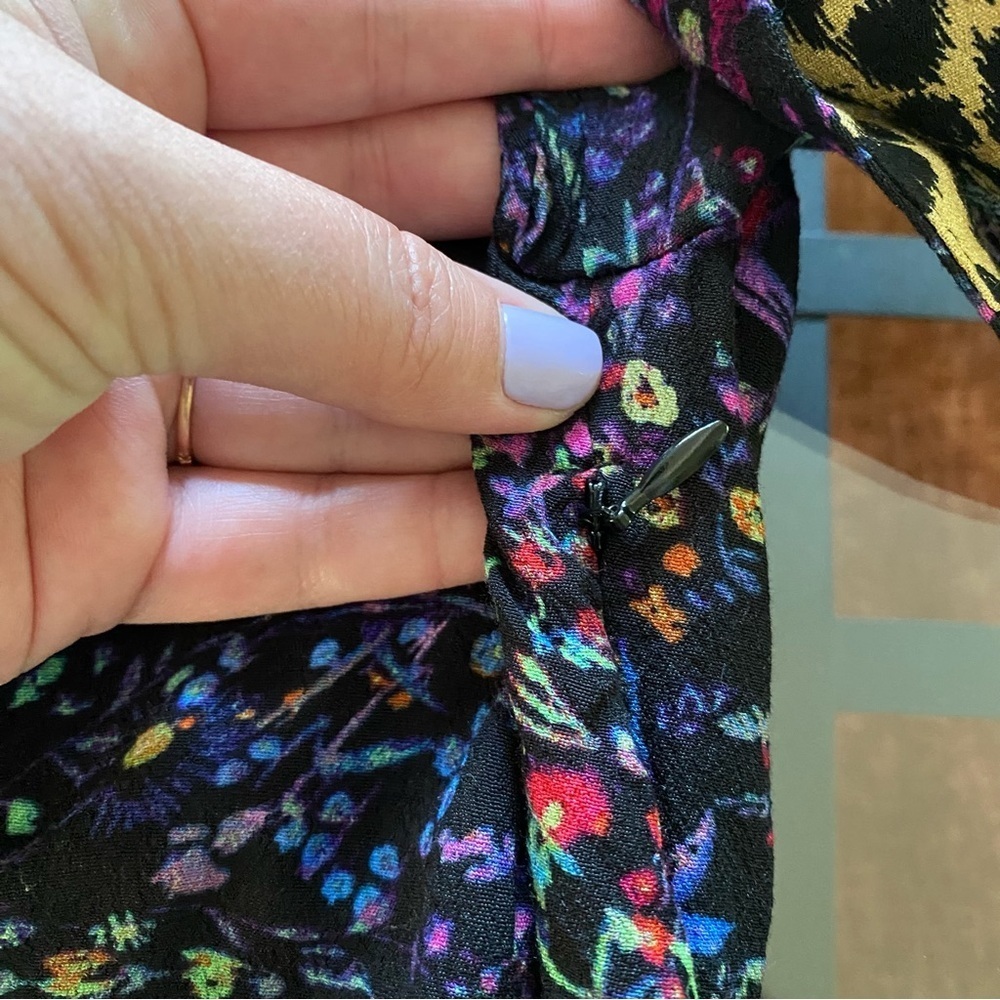 Anthropologie Maeve Black Floral Leopard Print Morgan Wrap Dress 6 - Picture 12 of 16